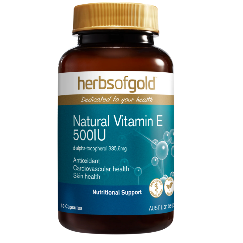 Herbs of Gold – Natural Vitamin E 500 IU (50 Capsules)